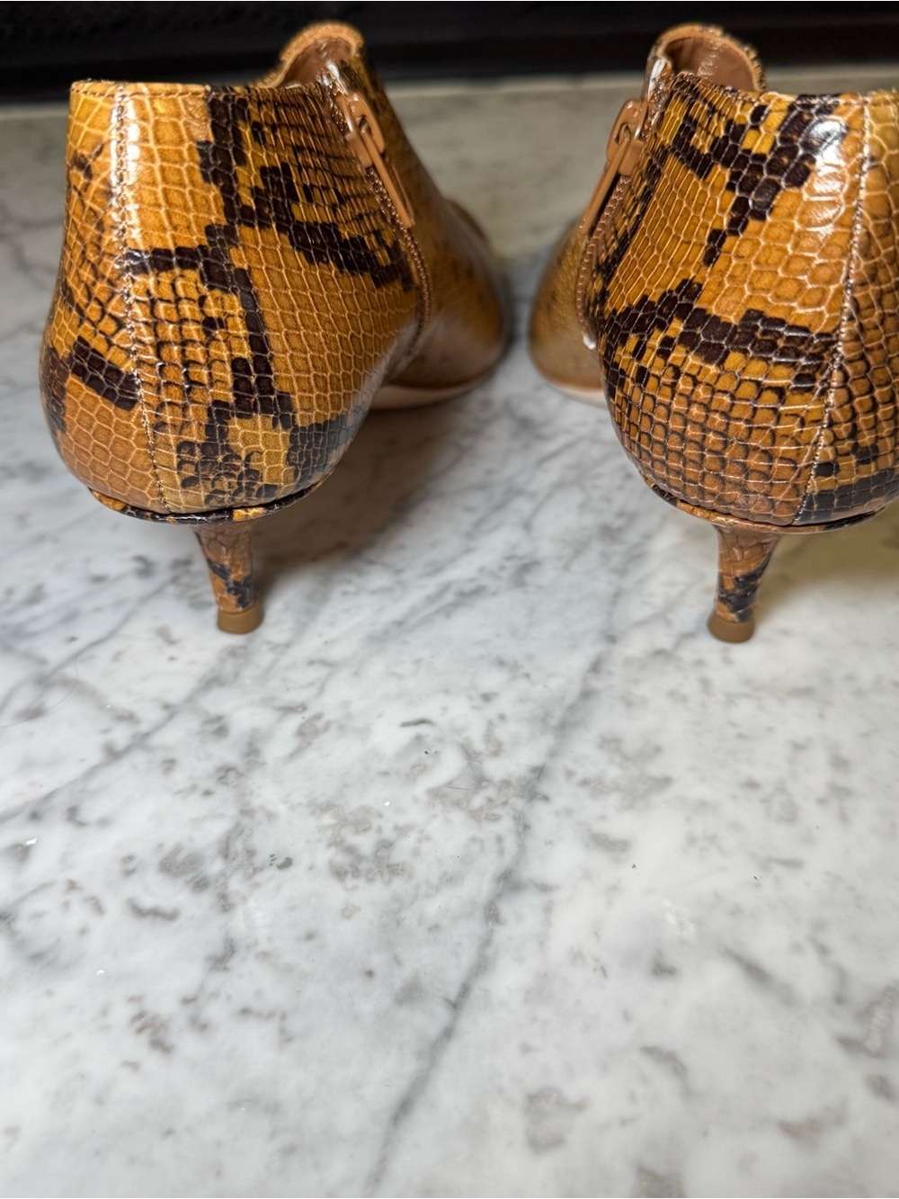 New Staud Pointed Toe Ankle Booties 100% Leather Snakeskin Size EU 37 US 7 - Picture 4 of 9
